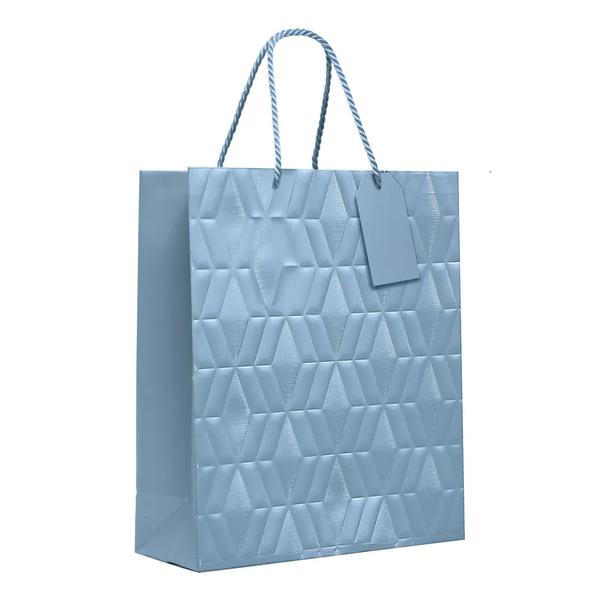 SACOLA PREMIUM C/RELEVO AZUL BEBE P 23X19X10CM UN CROMUS