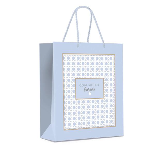 SACOLA PREMIUM PAGLIA AZUL M 26X31X10CM UN CROMUS