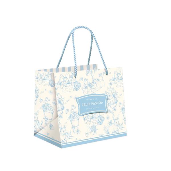 SACOLA PREMIUM PARA MEIO OVO 22X16,5X20 CM CLASSICO FRANCES AZUL UN CROMUS