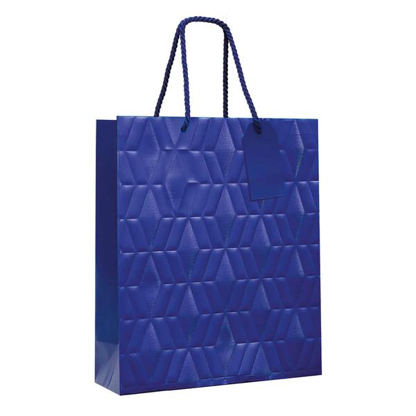 SACOLA PREMIUM RELEVO AZUL M 26X31X10CM UN CROMUS