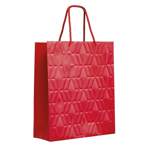 SACOLA PREMIUM RELEVO VERMELHA M 26X31X10CM UN CROMUS