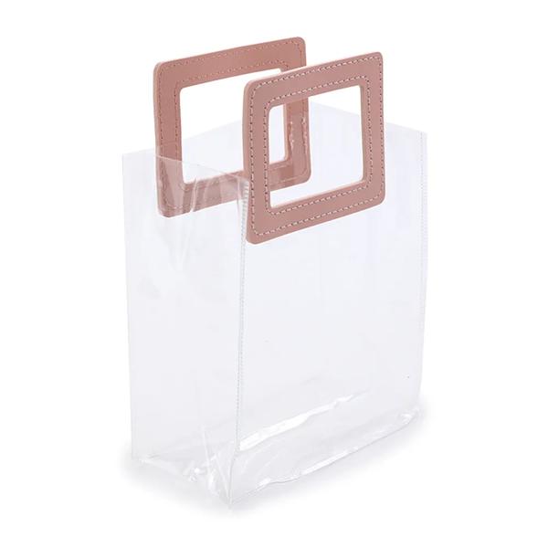 SACOLA PVC ALCA RETANGULAR TRANSPARENTE E ROSA M 19,4X17X9CM UN CROMUS