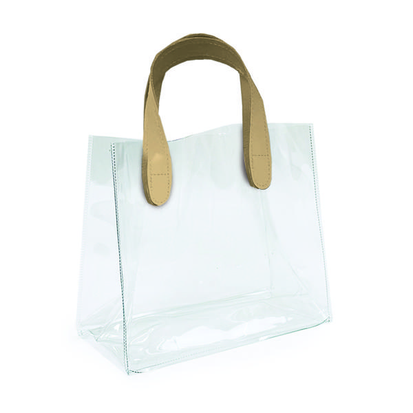 SACOLA PVC ALCA TPU TRANSPARENTE E BEGE P 18X20X10CM UN CROMUS