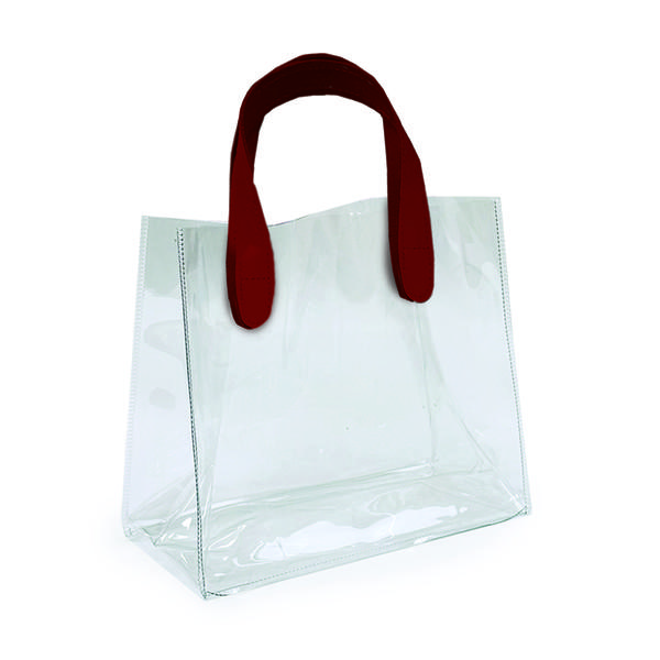 SACOLA PVC ALCA TPU TRANSPARENTE E MARSALA P 18X20X10CM UN CROMUS