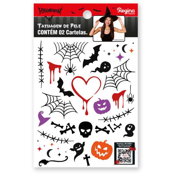 TATUAGEM DE PELE DECORATIVA HALLOWEEN 20UN REGINA