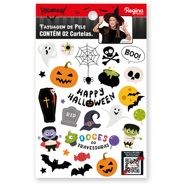 TATUAGEM DE PELE ICONES HALLOWEEN 20UN REGINA