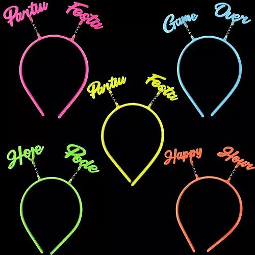 TIARA PLASTICA FRASES NEON UN FESTA CHIC
