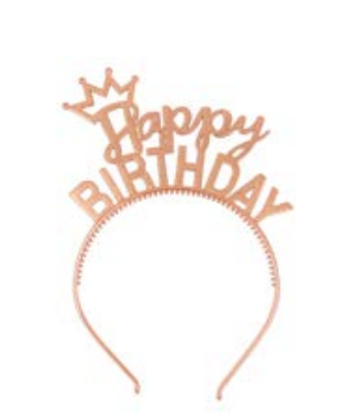 TIARA PRINCESA HAPPY BIRTHDAY OURO ROSE UN PONTO DAS FESTAS