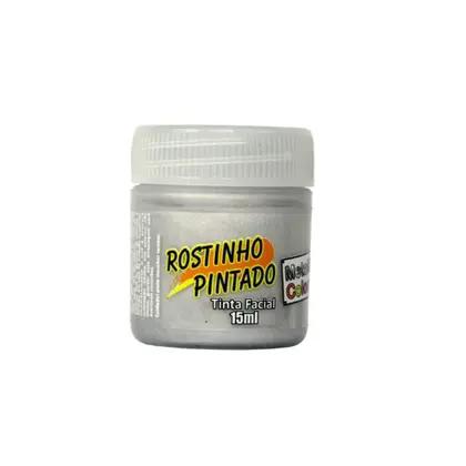 TINTA FACIAL LIQUIDA 15ML METALICA PRATA UN ROSTINHO PINTADO