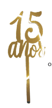 TOPO DE BOLO ACRILICO 15 ANOS DOURADO UN GRINFEST