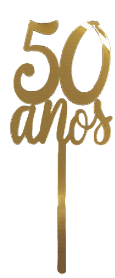 TOPO DE BOLO ACRILICO 50 ANOS DOURADO UN GRINFEST