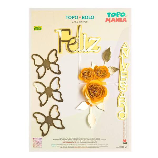 TOPO FELIZ ANIVERSARIO ROSAS AMARELO UN TOPO MANIA