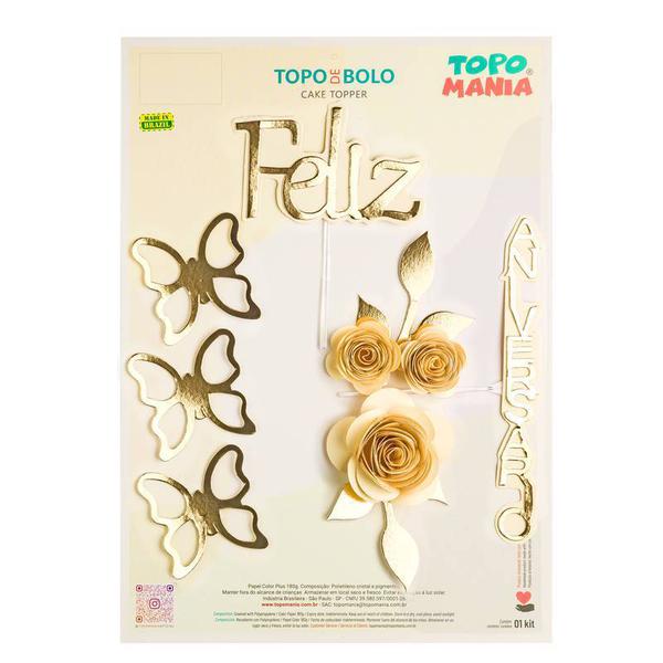 TOPO FELIZ ANIVERSARIO ROSAS MARFIM UN TOPO MANIA