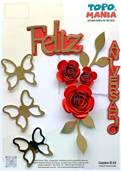 TOPO FELIZ ANIVERSARIO ROSAS VERMELHA UN TOPO MANIA