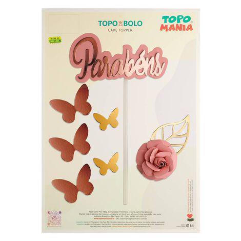 TOPO PARABENS C/ ROSA ROSE UN TOPO MANIA
