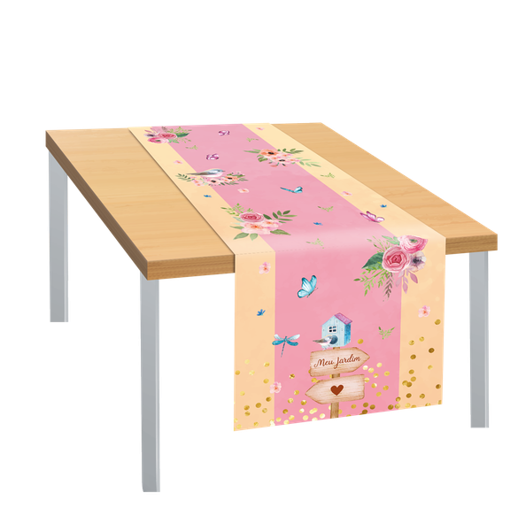 TRILHO DE MESA TECIDO 40X200CM MEU JARDIM UN REGINA