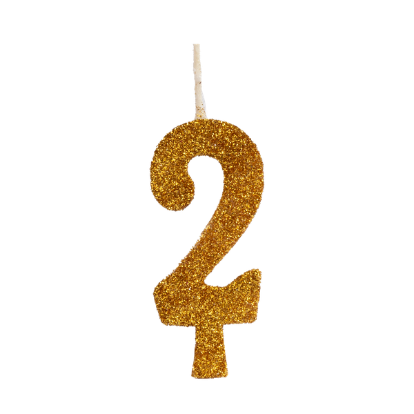 VELA ANIVERSARIO GLITTER Nº2 DOURADA UN REGINA