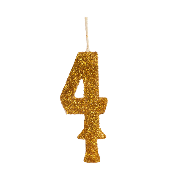 VELA ANIVERSARIO GLITTER Nº4 DOURADA UN REGINA