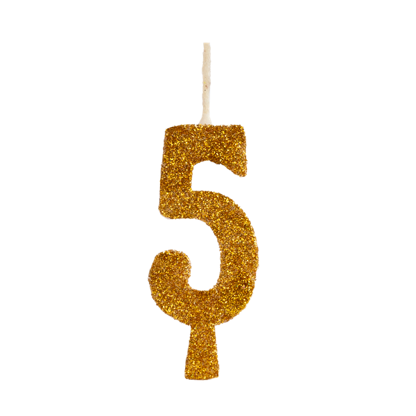 VELA ANIVERSARIO GLITTER Nº5 DOURADA UN REGINA