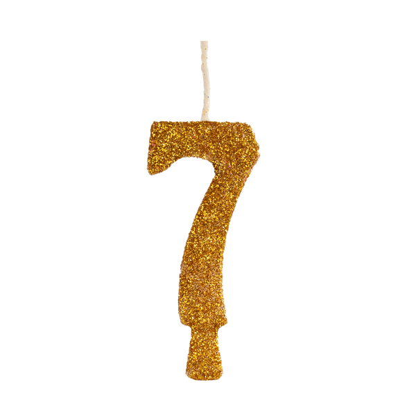 VELA ANIVERSARIO GLITTER Nº7 DOURADA UN REGINA