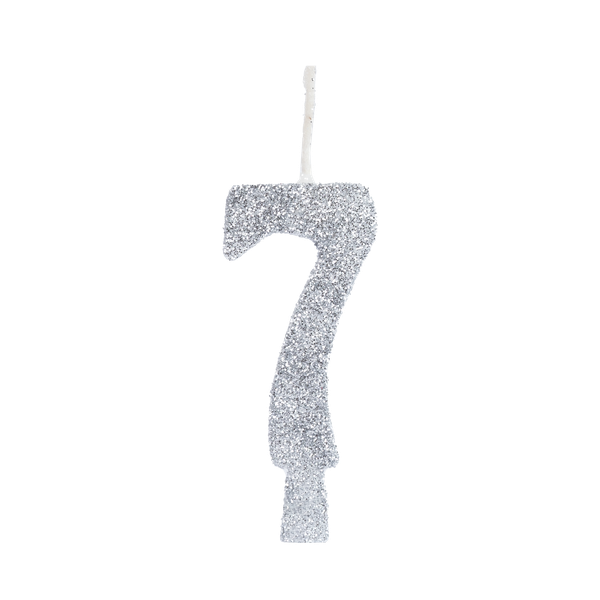 VELA ANIVERSARIO GLITTER Nº7 PRATA UN REGINA