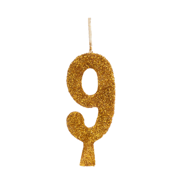VELA ANIVERSARIO GLITTER Nº9 DOURADA UN REGINA