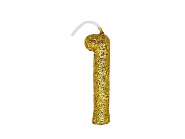 VELA CINTILANTE GLITTER Nº1 DOURADA REGINA