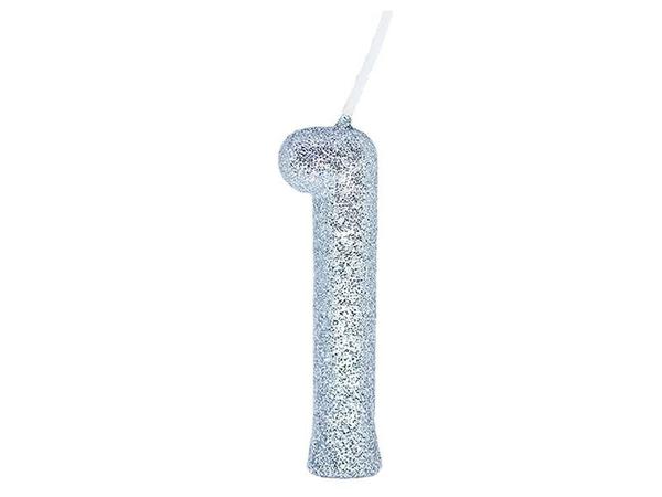 VELA CINTILANTE GLITTER Nº1 PRATA UN REGINA