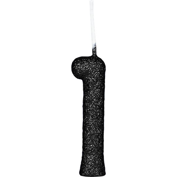 VELA CINTILANTE GLITTER Nº1 PRETA UN REGINA