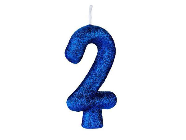 VELA CINTILANTE GLITTER Nº2 AZUL REGINA