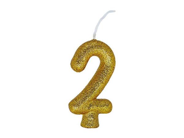 VELA CINTILANTE GLITTER Nº2 DOURADA REGINA