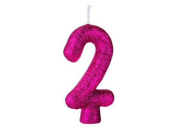 VELA CINTILANTE GLITTER Nº2 PINK REGINA