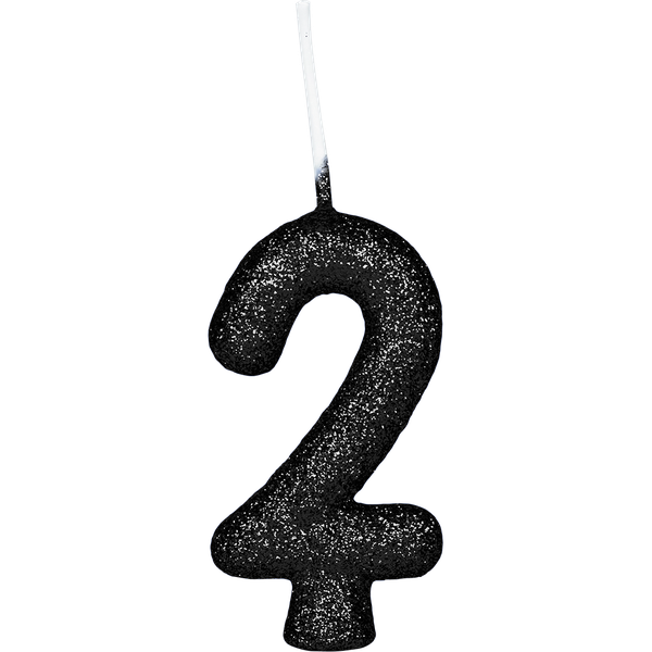 VELA CINTILANTE GLITTER Nº2 PRETA UN REGINA