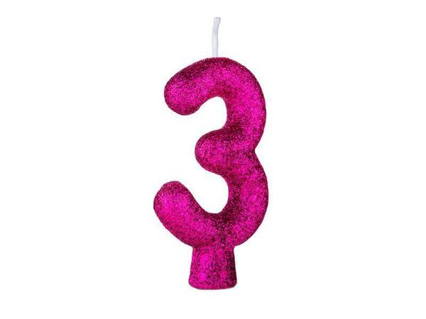 VELA CINTILANTE GLITTER Nº3 PINK REGINA