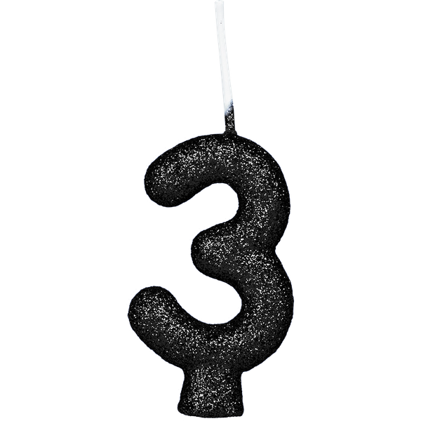 VELA CINTILANTE GLITTER Nº3 PRETA UN REGINA