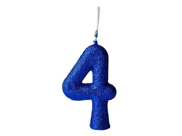 VELA CINTILANTE GLITTER Nº4 AZUL REGINA
