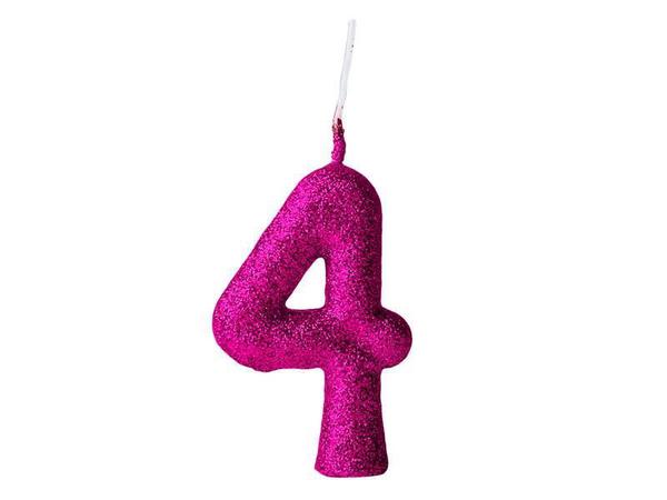 VELA CINTILANTE GLITTER Nº4 PINK REGINA