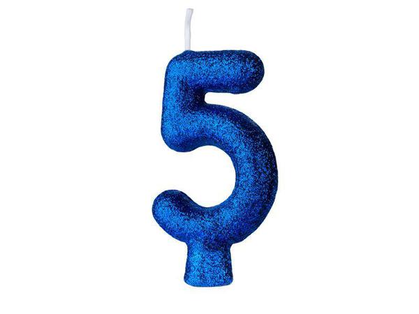 VELA CINTILANTE GLITTER Nº5 AZUL REGINA