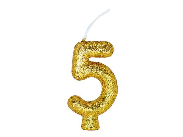 VELA CINTILANTE GLITTER Nº5 DOURADA REGINA