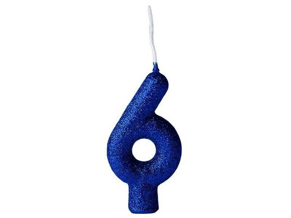VELA CINTILANTE GLITTER Nº6 AZUL REGINA
