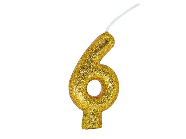 VELA CINTILANTE GLITTER Nº6 DOURADA REGINA