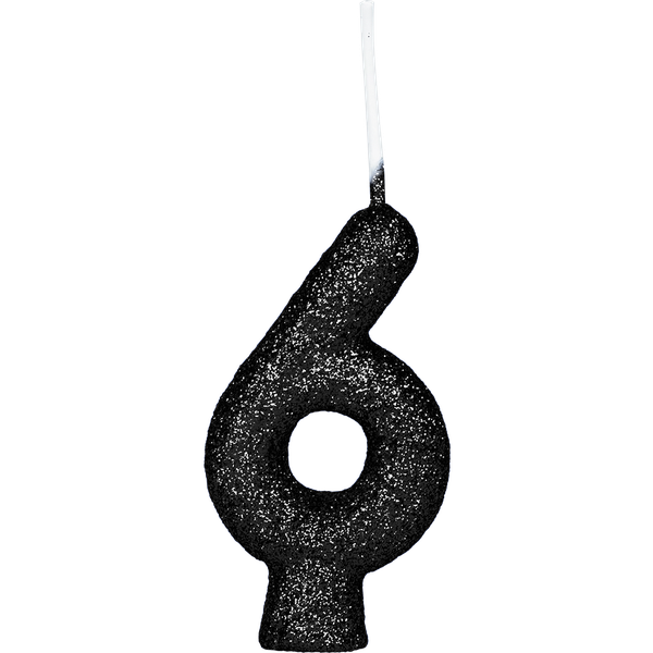 VELA CINTILANTE GLITTER Nº6 PRETA UN REGINA