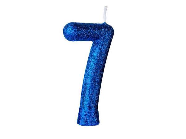 VELA CINTILANTE GLITTER Nº7 AZUL REGINA