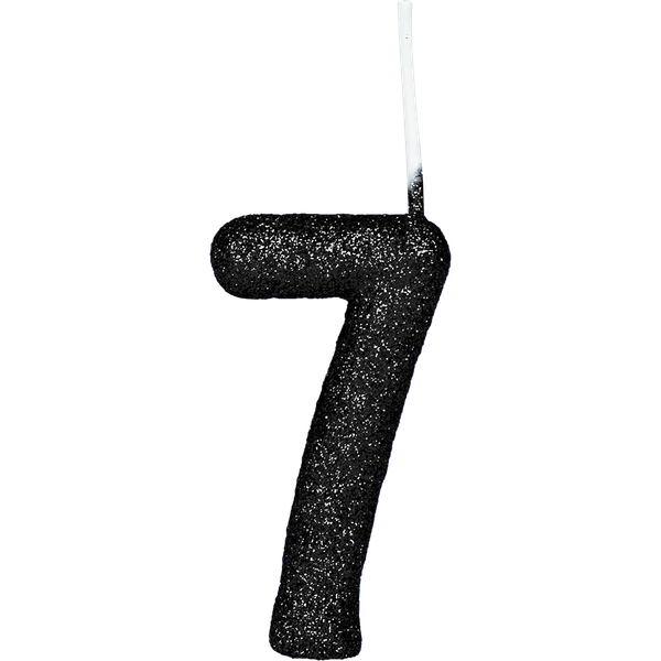 VELA CINTILANTE GLITTER Nº7 PRETA UN REGINA