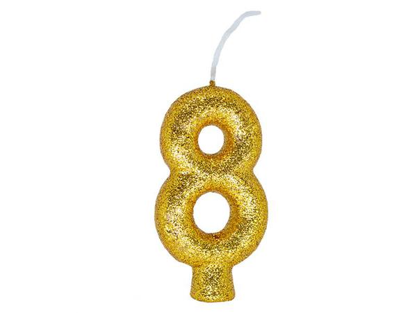 VELA CINTILANTE GLITTER Nº8 DOURADA REGINA
