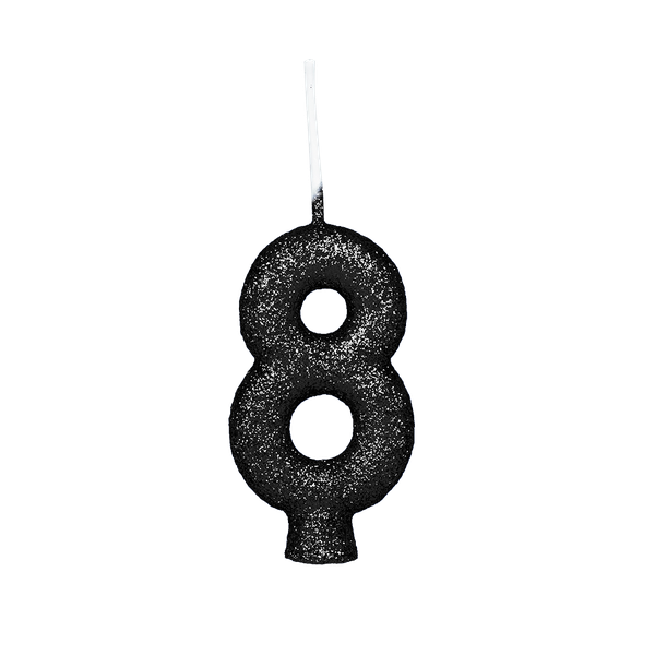 VELA CINTILANTE GLITTER Nº8 PRETA UN REGINA