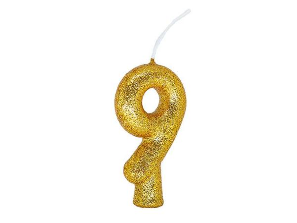 VELA CINTILANTE GLITTER Nº9 DOURADA REGINA