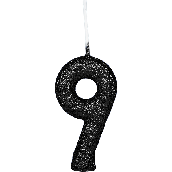 VELA CINTILANTE GLITTER Nº9 PRETA UN REGINA