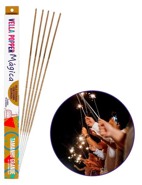 VELA MAGICA DOURADA 40CM UN POPPER