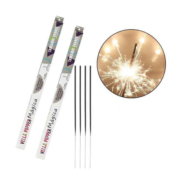 VELA MAGICA PRATA 40CM UN POPPER